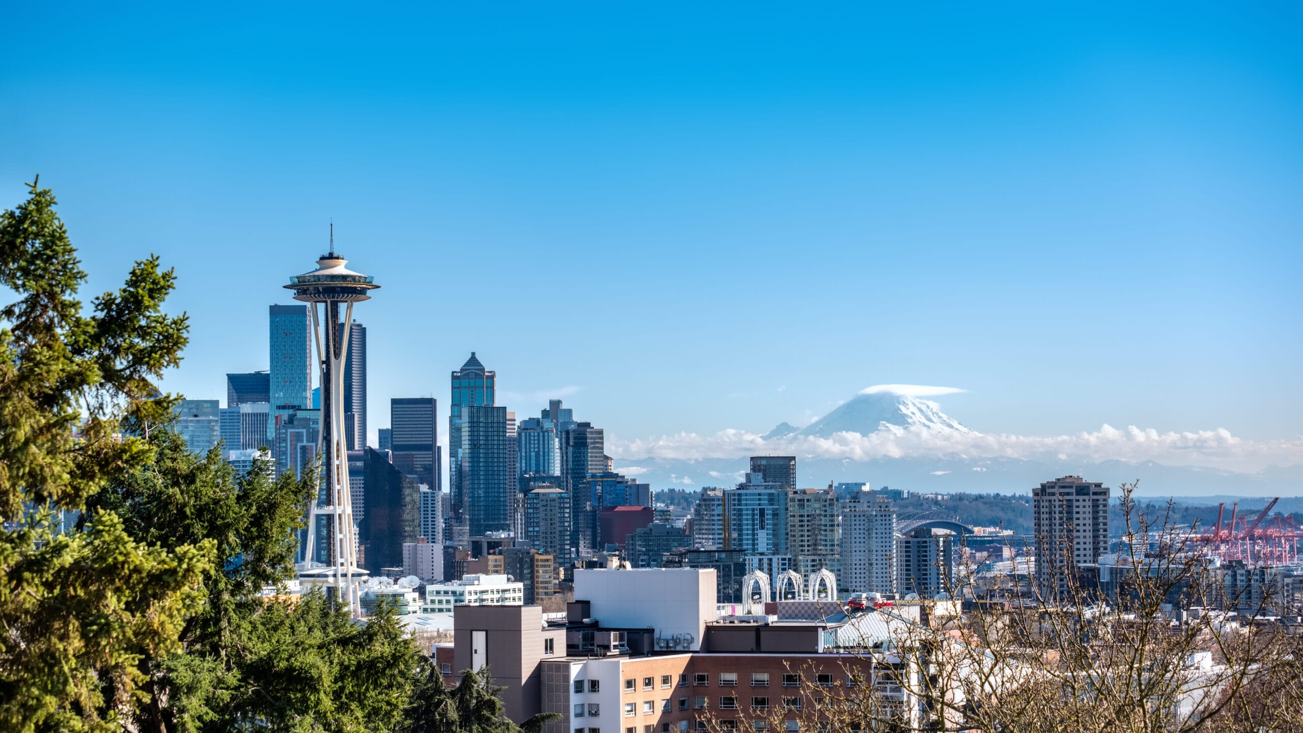 Seattle with Mt Rainier in the background