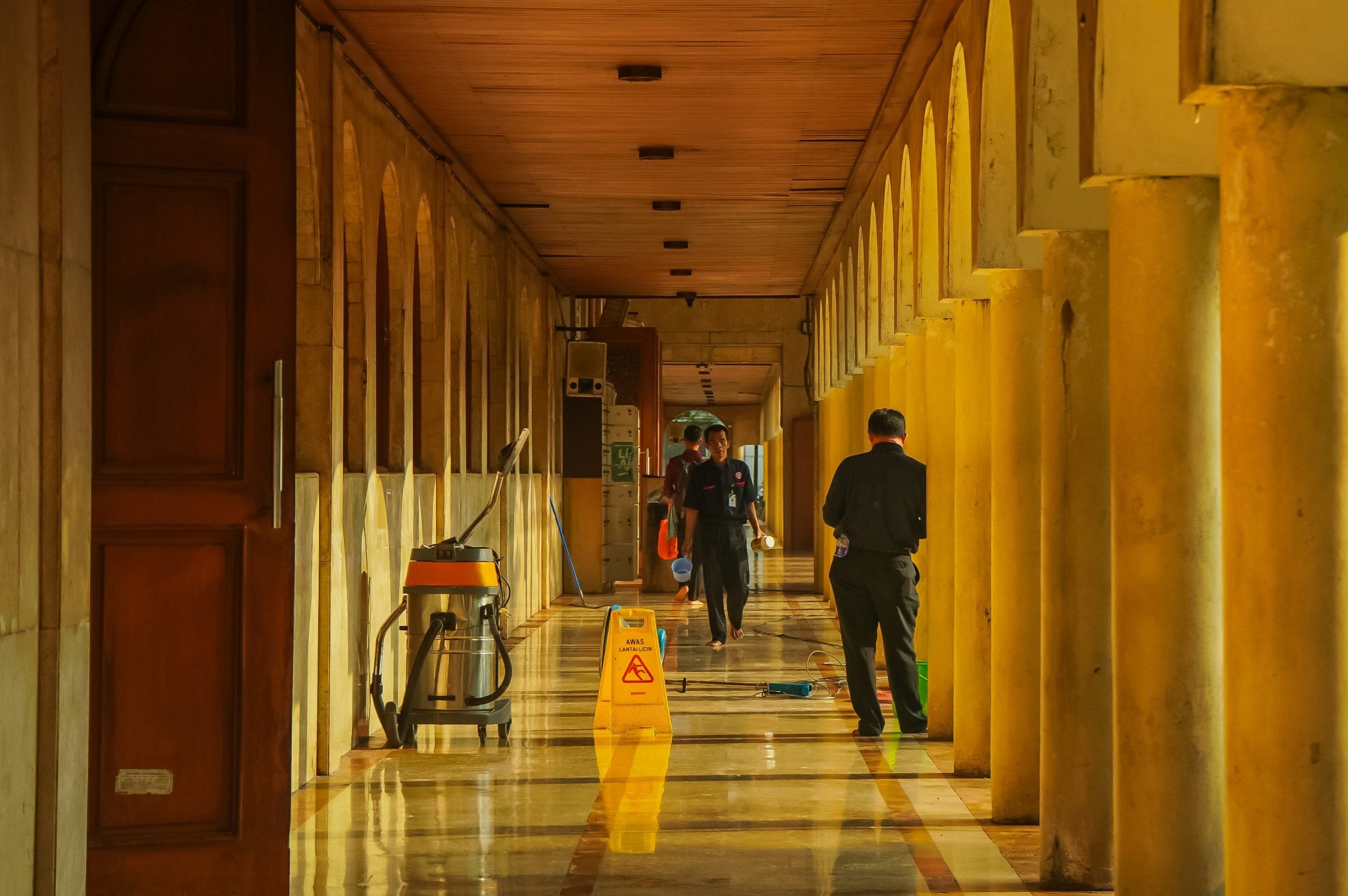 Janitorial staff in office building